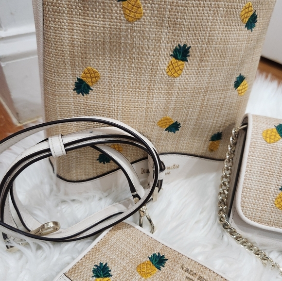 🔹Kate Spade🔹️ Darcy Small Pineapple Bag Set Of 3 Bundle Crossbody And  Wallet - Picture 14 of 15